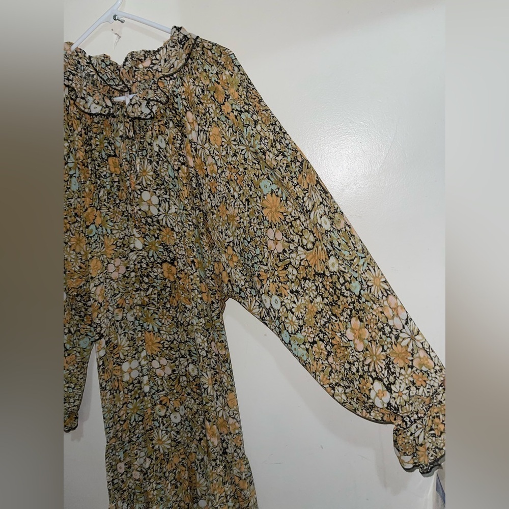 Free People Feeling Groovy Floral Boho  Ruffle Oversize Tiered Maxi dress - Picture 10 of 16